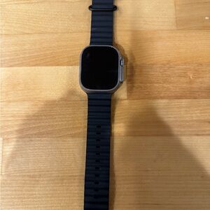 Apple Ultra 49mm Smartwatch with Black Band and Silver Case